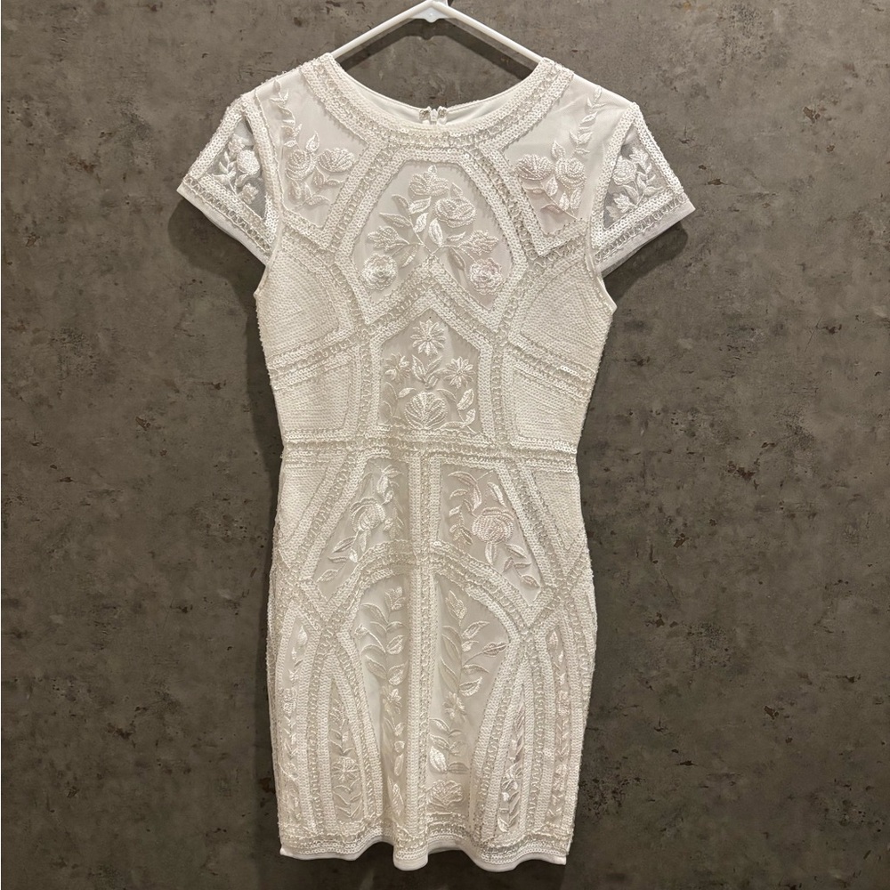 Elegant White Embroidered Sequin Dress